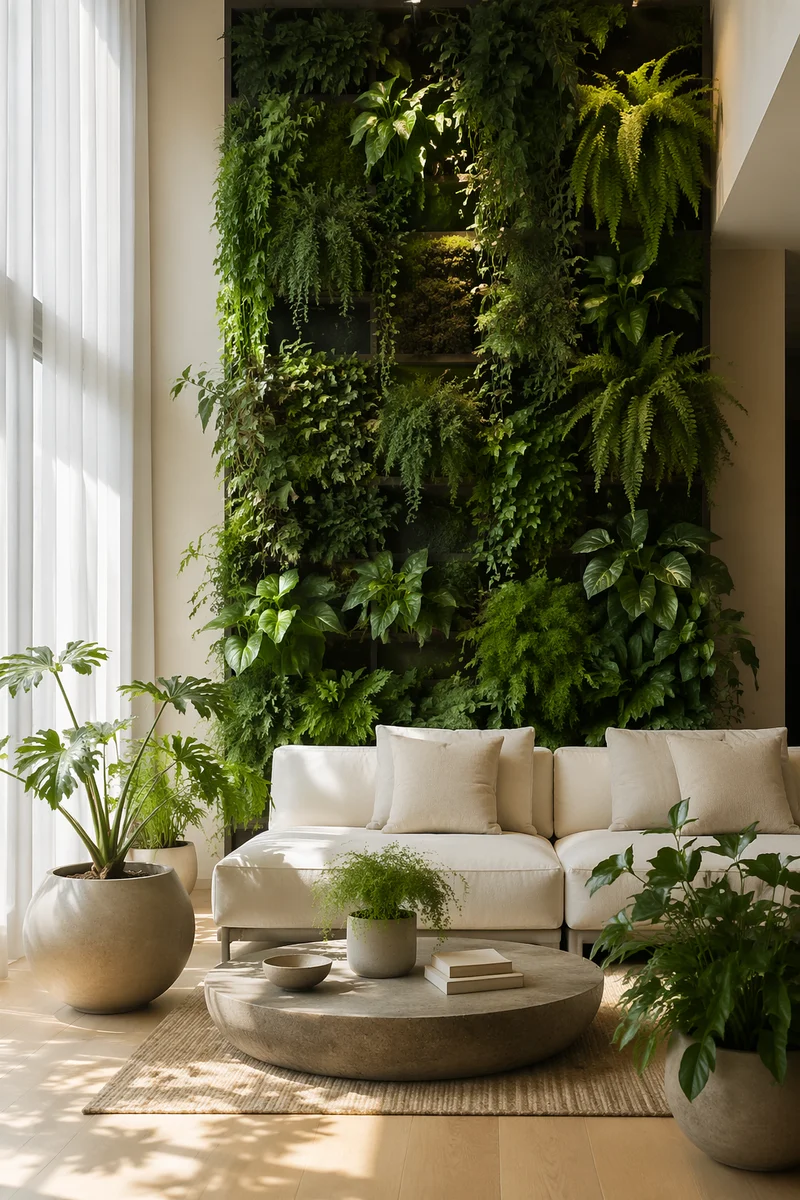 Serene Indoor Vertical Garden Lounge Wall