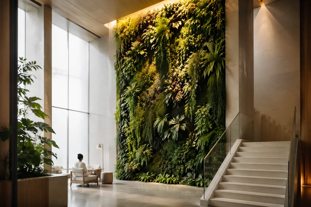 Serene Indoor Vertical Garden Atrium Design