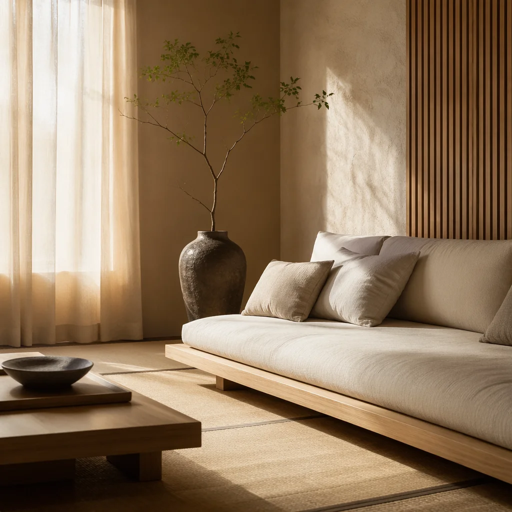 Serene Japandi Room with Natural Materials