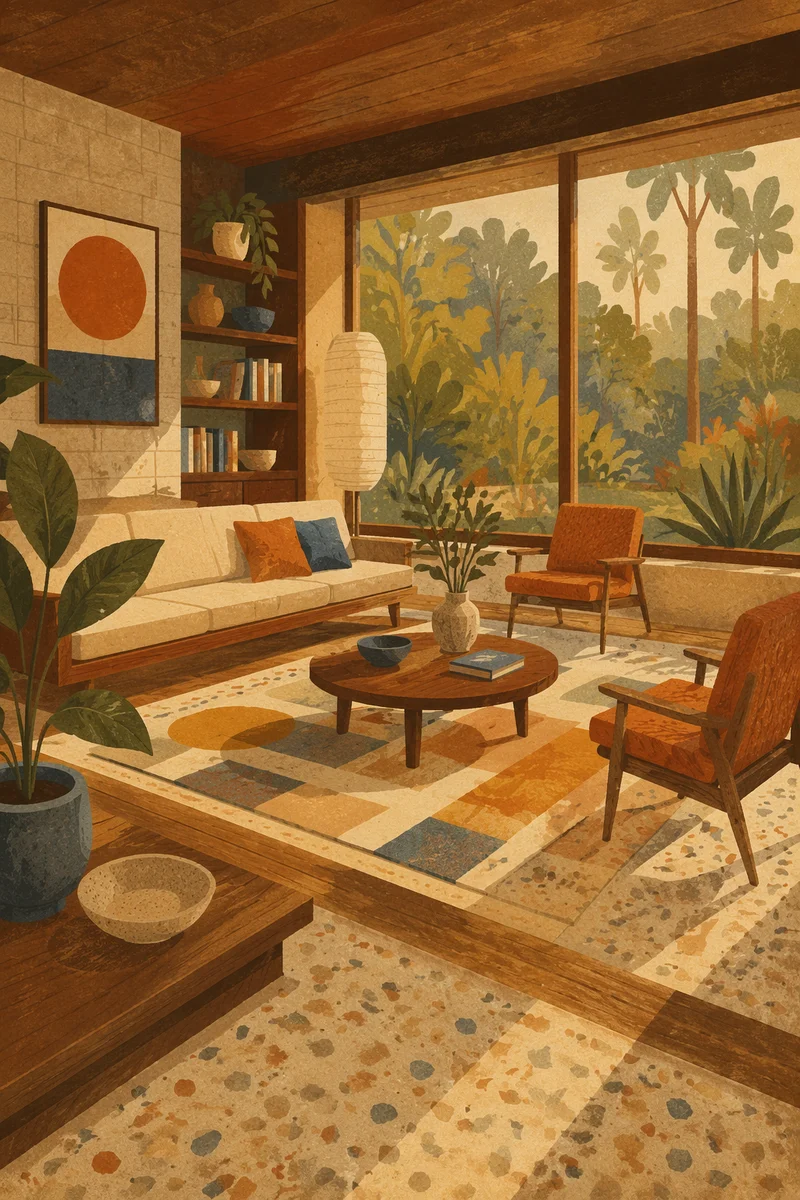 Sunken Mid Century Modern Living Room