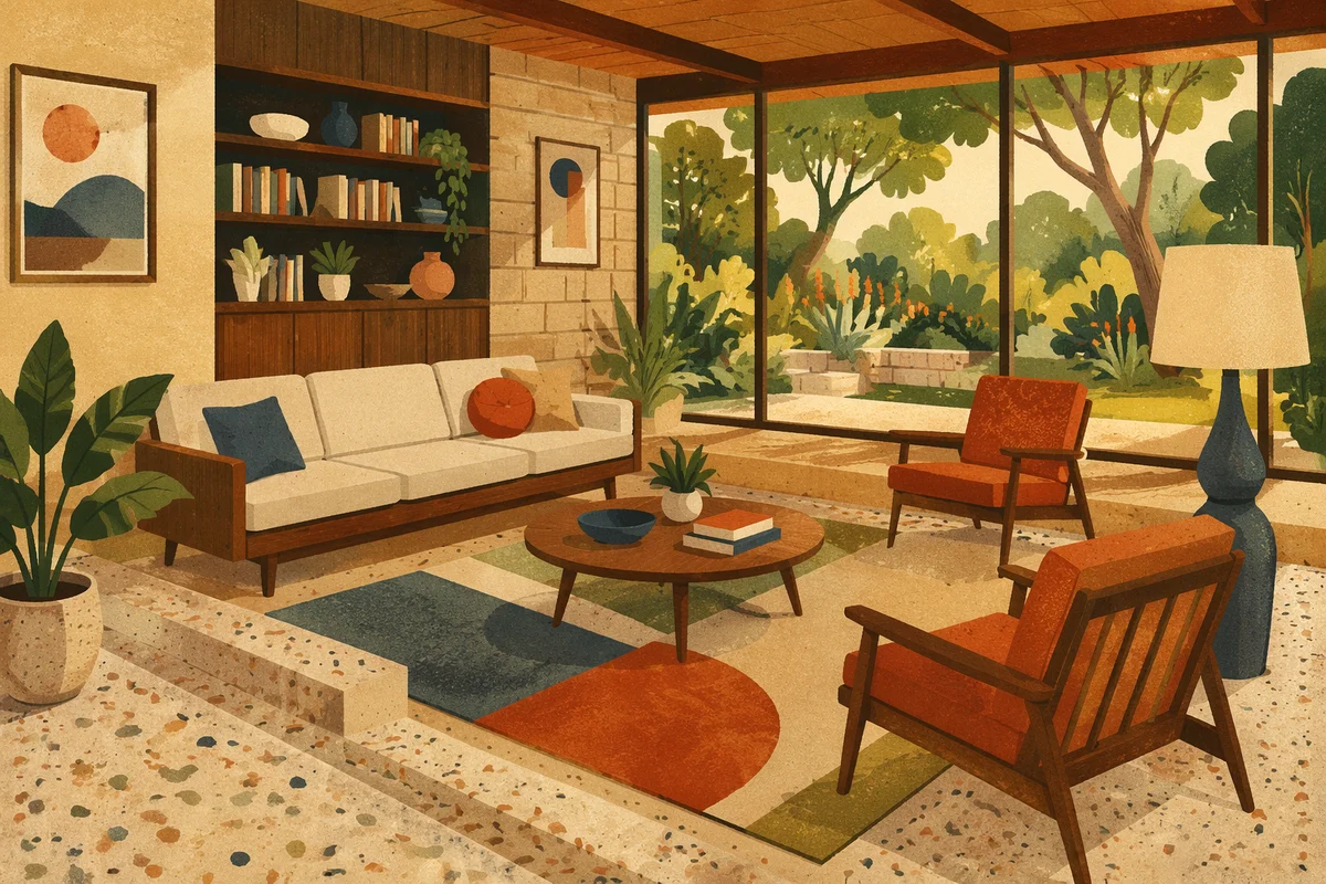 Sunken Mid Century Modern Living Room