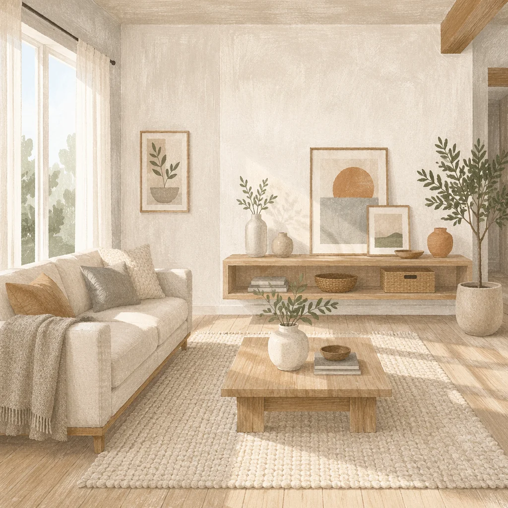 Serene Scandinavian Living Room in Light Wood
