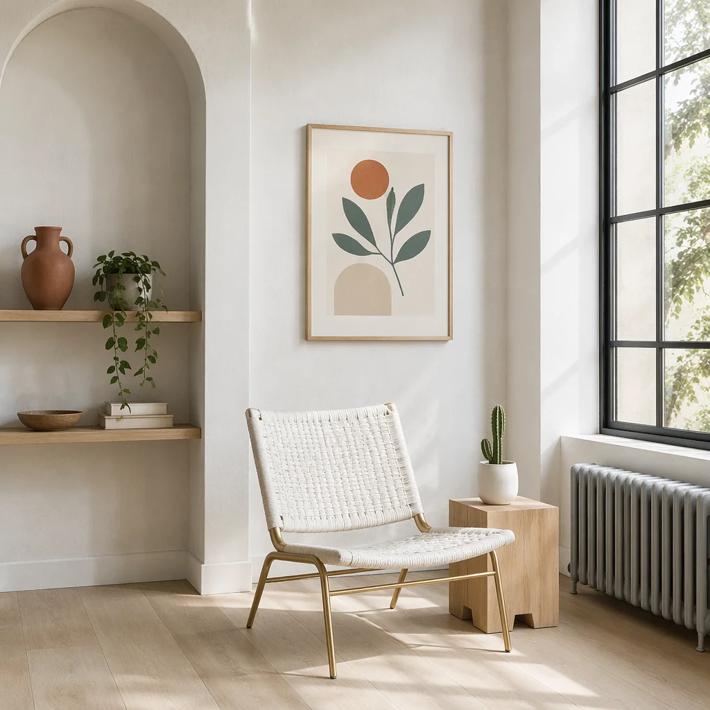Scandinavian Living Room Corner with Light Wood