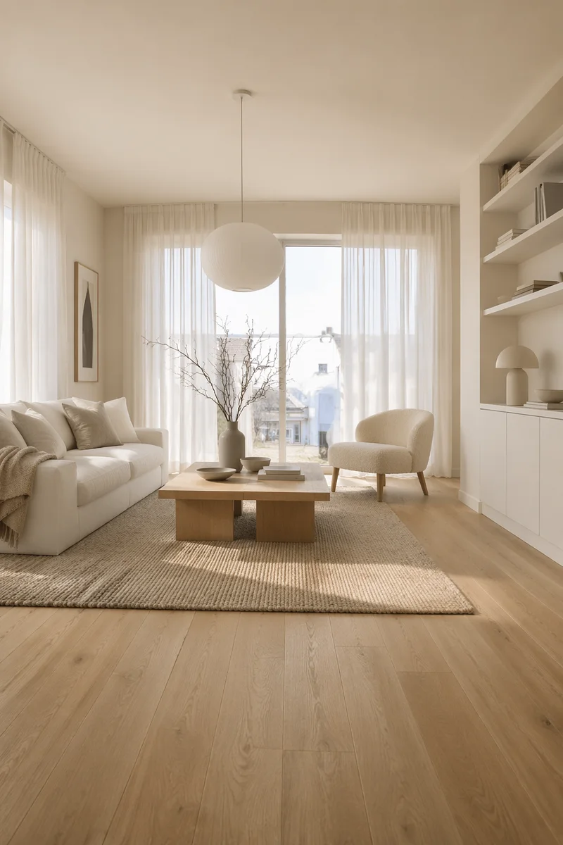 Serene Scandinavian Living Room with Light Wood