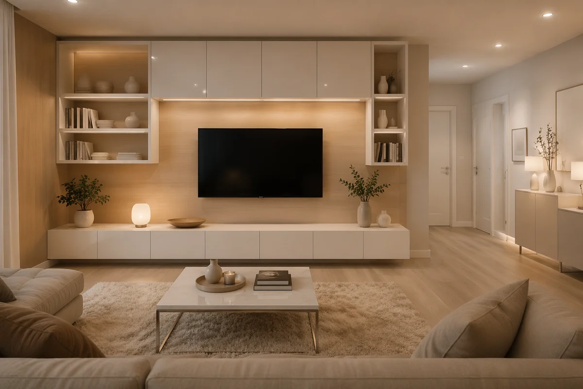 Scandinavian Living Room with Light Wood