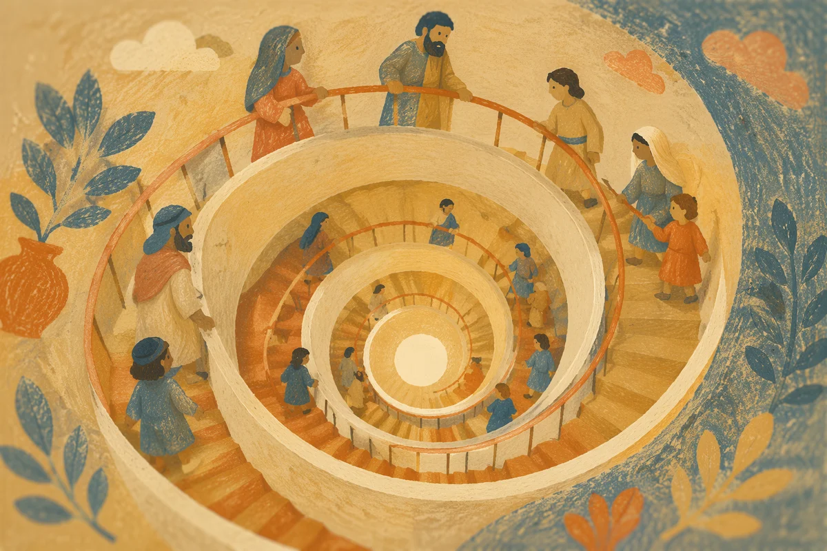 Modern Spiral Staircase Overhead Architectural Swirl