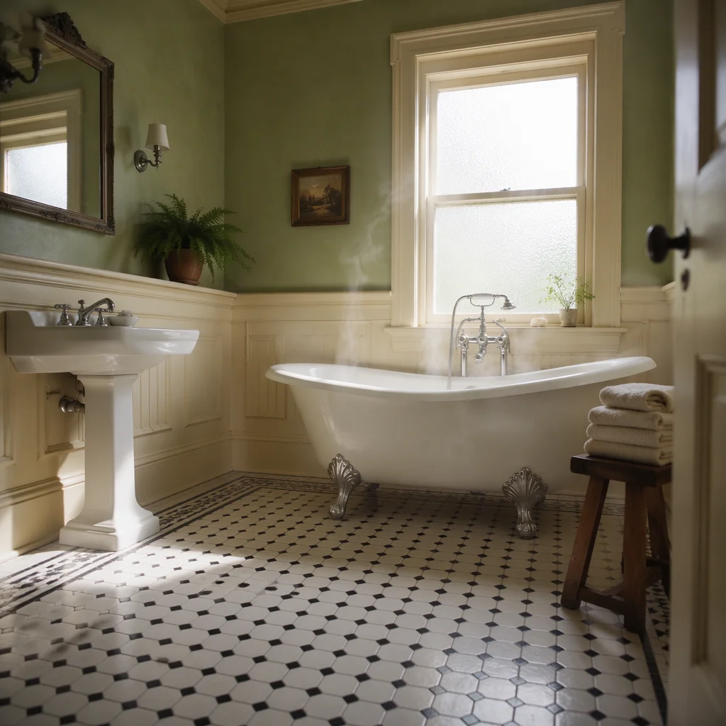 Vintage Clawfoot Tub Bathroom Interior