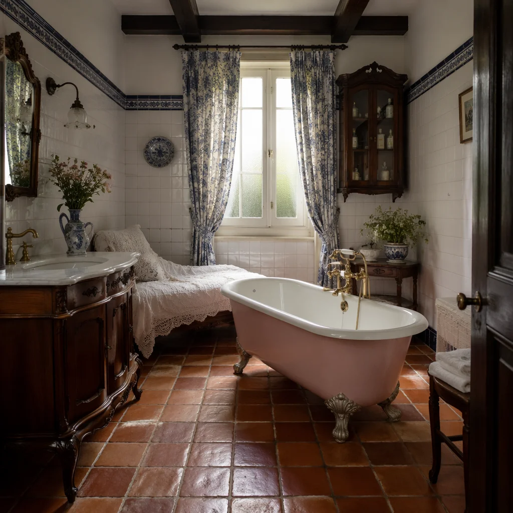 Vintage Clawfoot Tub Bathroom Interior