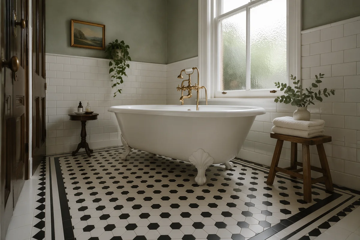 Serene Vintage Clawfoot Tub Bathroom Interior