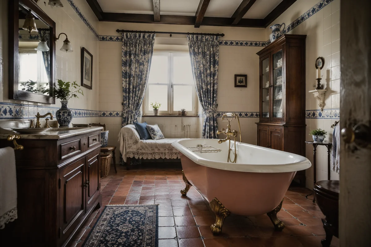 Vintage Clawfoot Tub Bathroom Interior