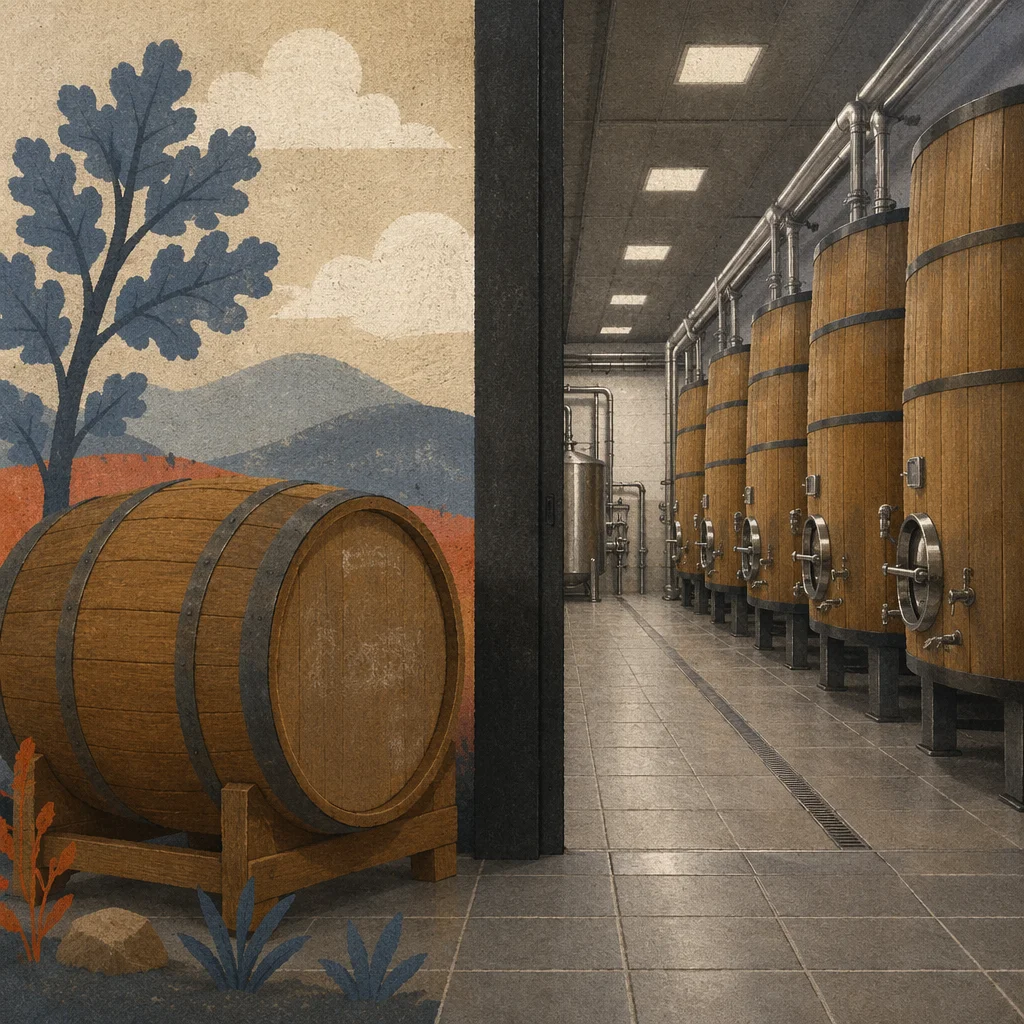 Underground Wine Cellar with Oak Barrels