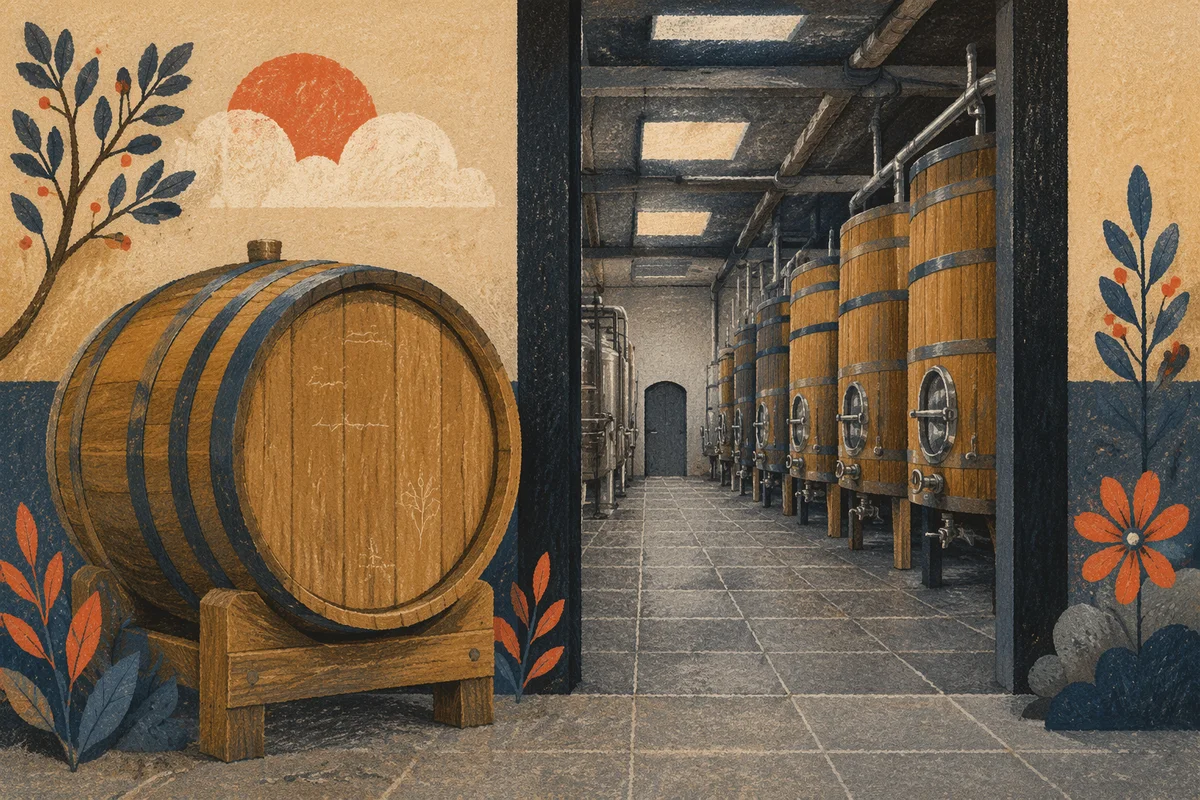 Underground Wine Cellar with Oak Barrels