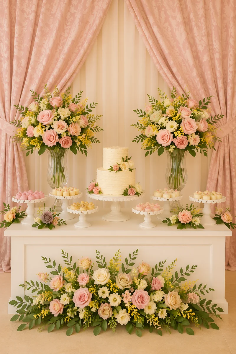 Korean Church Anniversary Floral Dessert Table