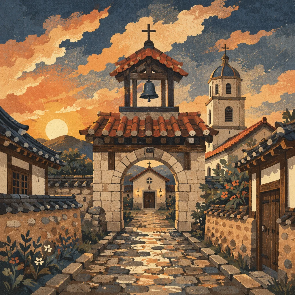Korean Village Church Bell at Dawn