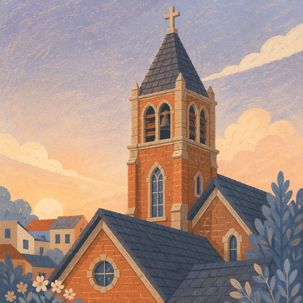 Korean Church Bell Tower at Dawn