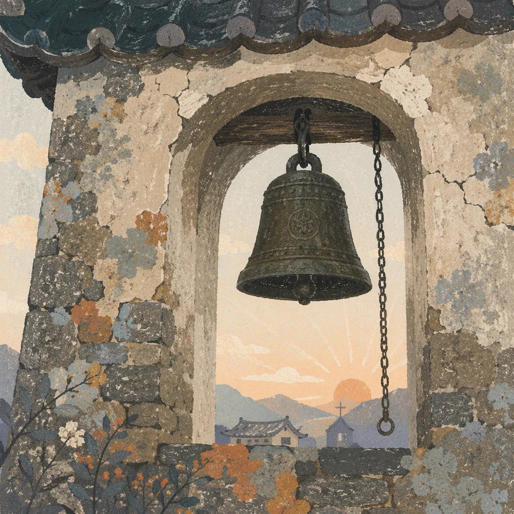 Korean Church Bell Tower at Dawn