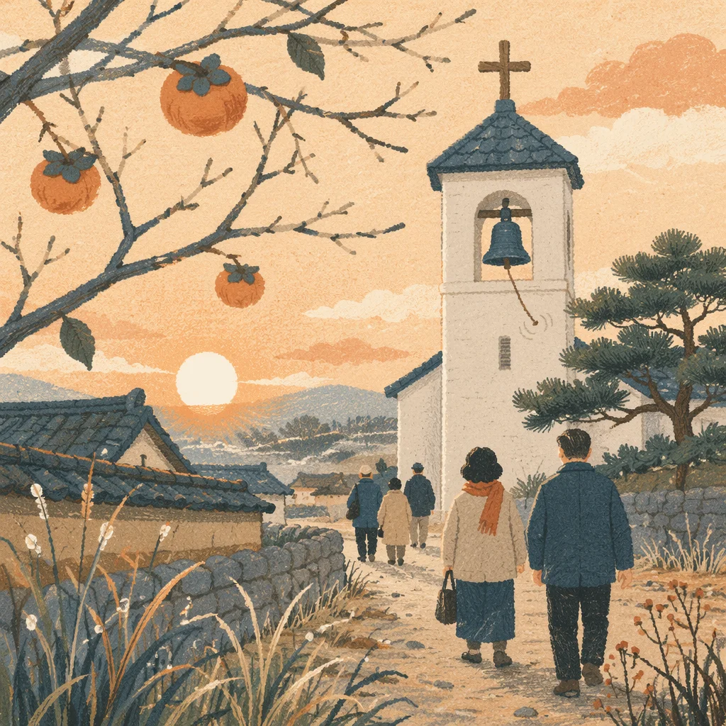 Korean Countryside Church Bell at Dawn