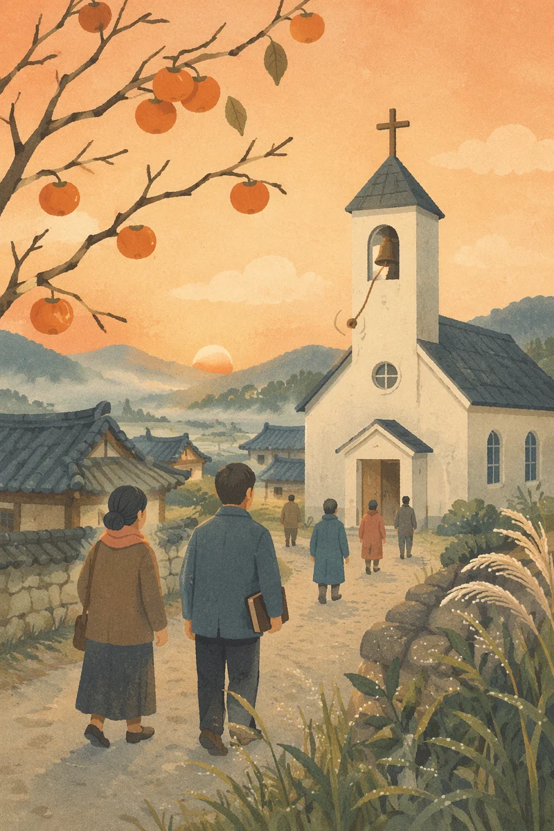 Korean Countryside Church Bell at Dawn