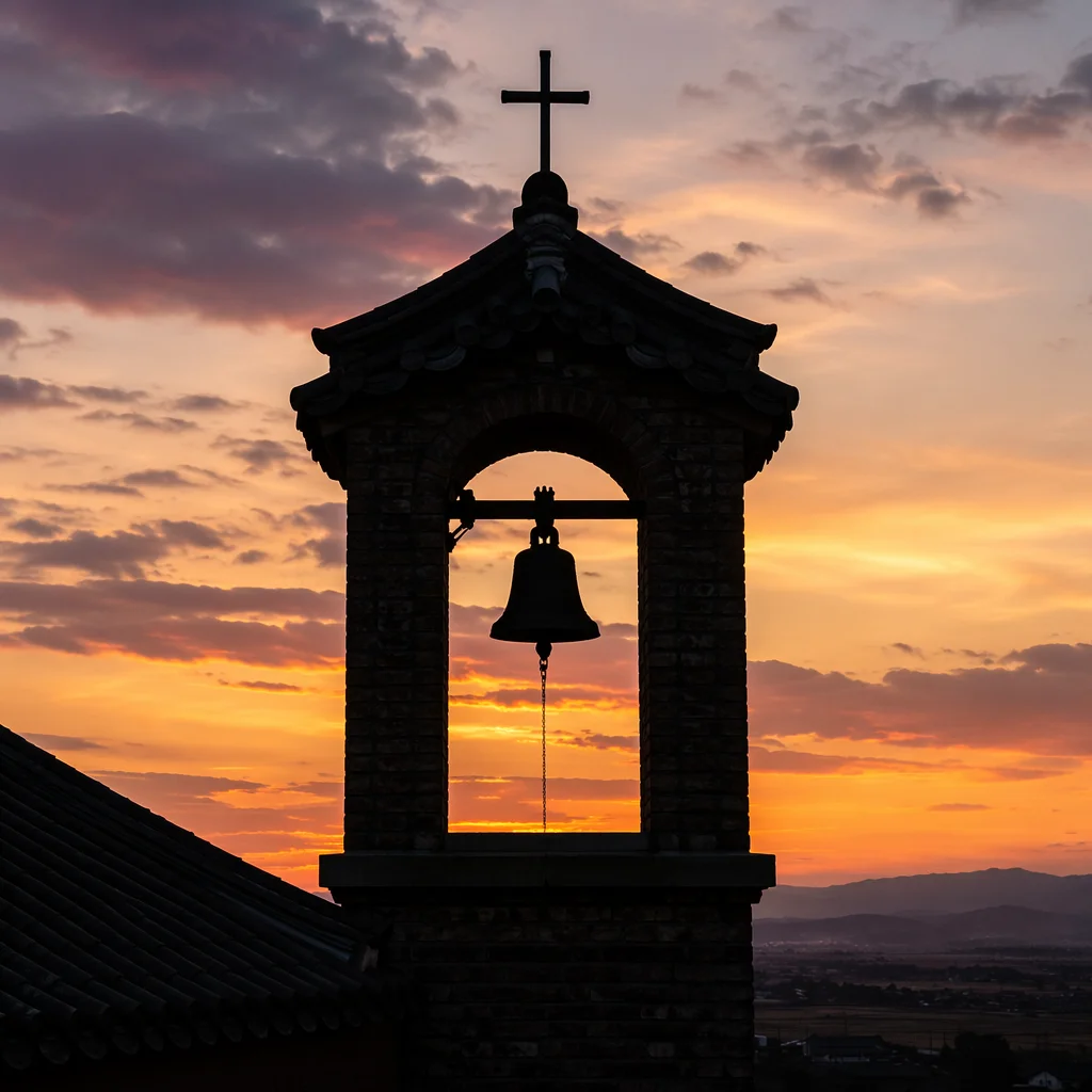 Korean Church Bell Tower at Dawn