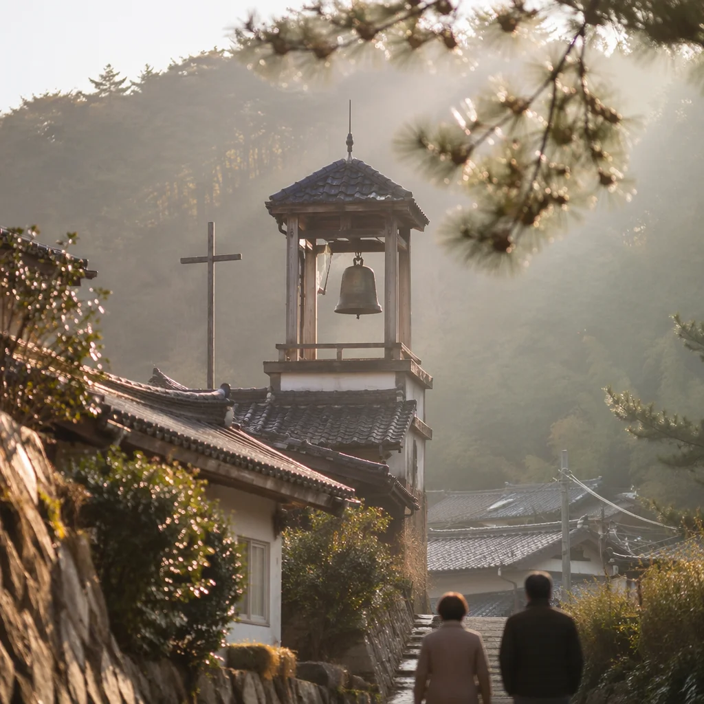 Korean Church Bell Tower at Dawn
