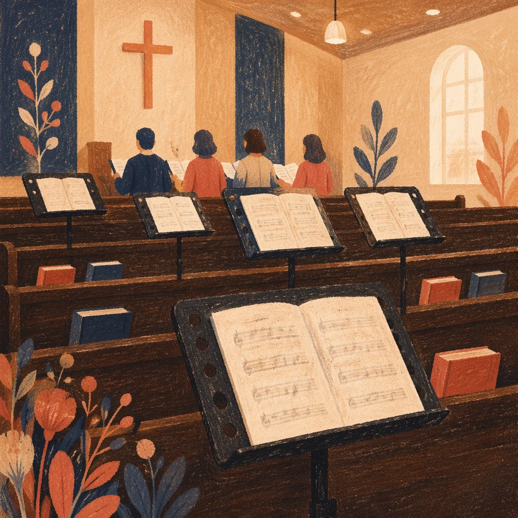 Quiet Korean Church Choir Rehearsal Scene