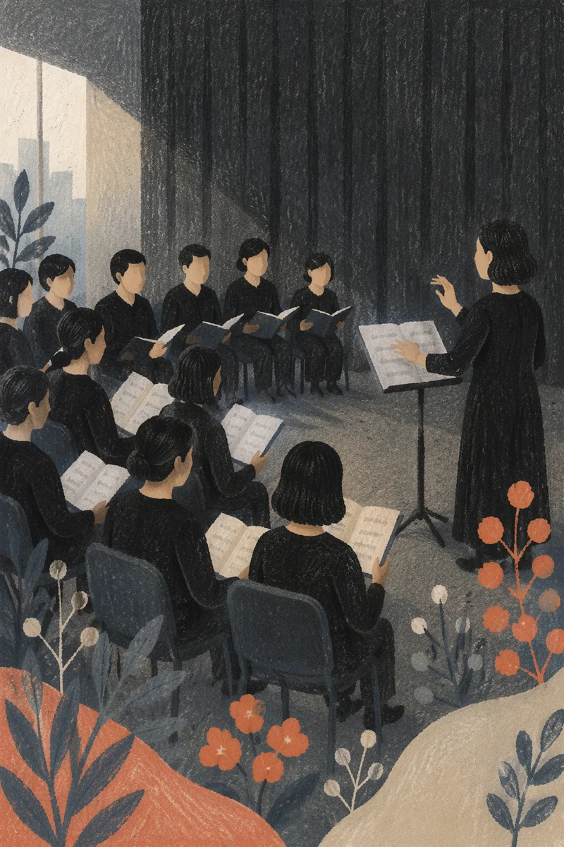 Korean Church Choir Rehearsal in Quiet Practice Room