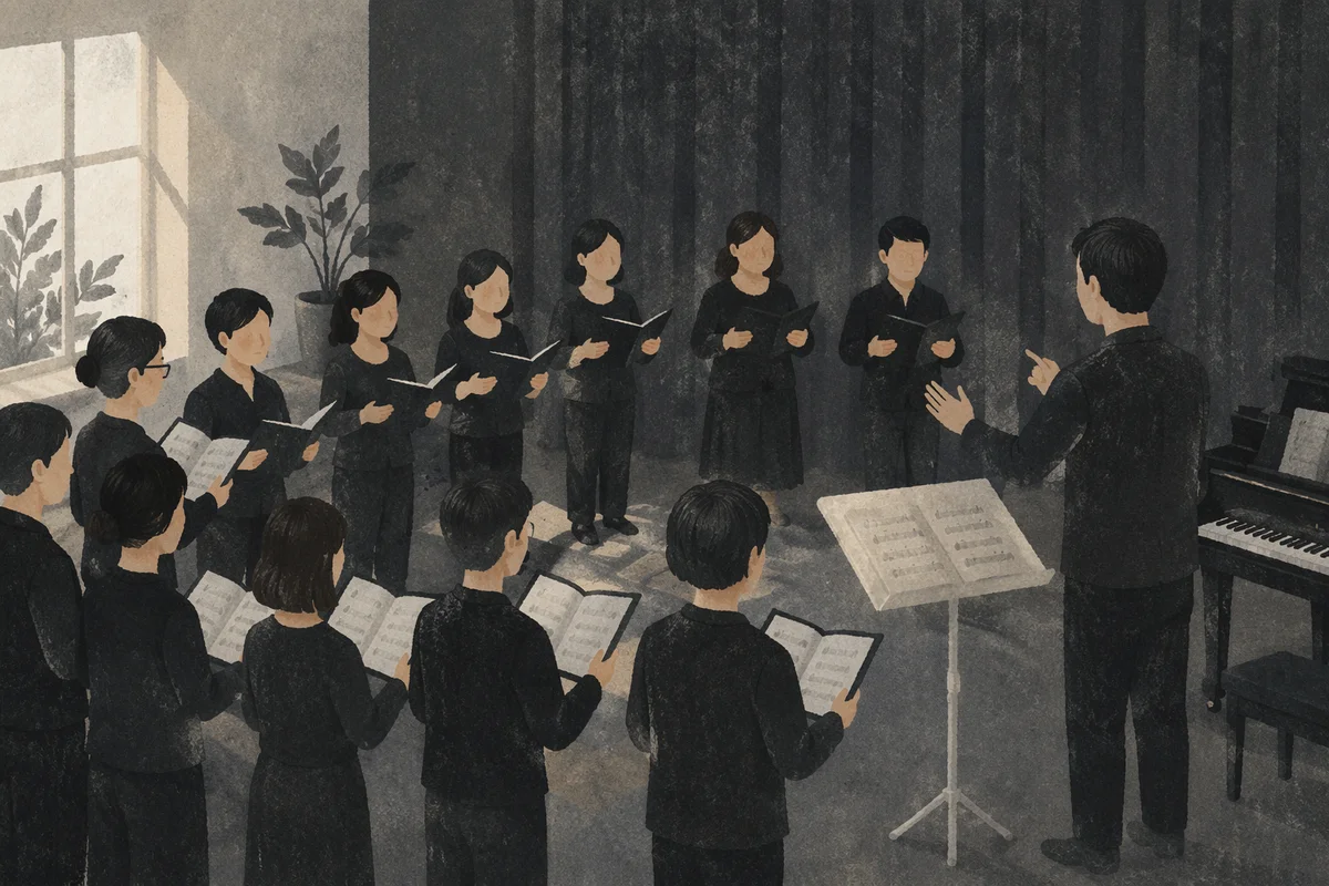 Korean Church Choir Rehearsal with Conductor