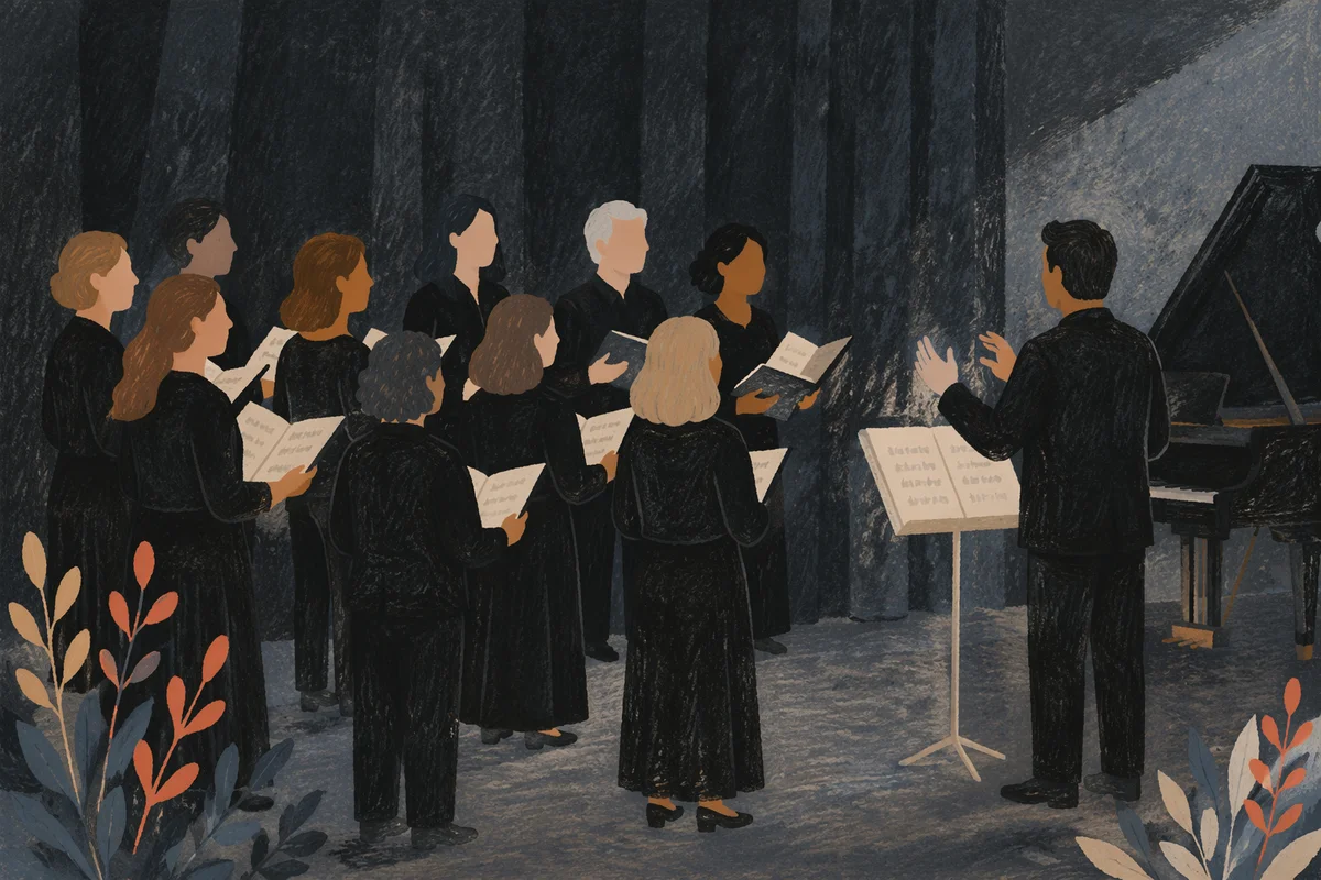Korean Church Choir Rehearsal with Conductor