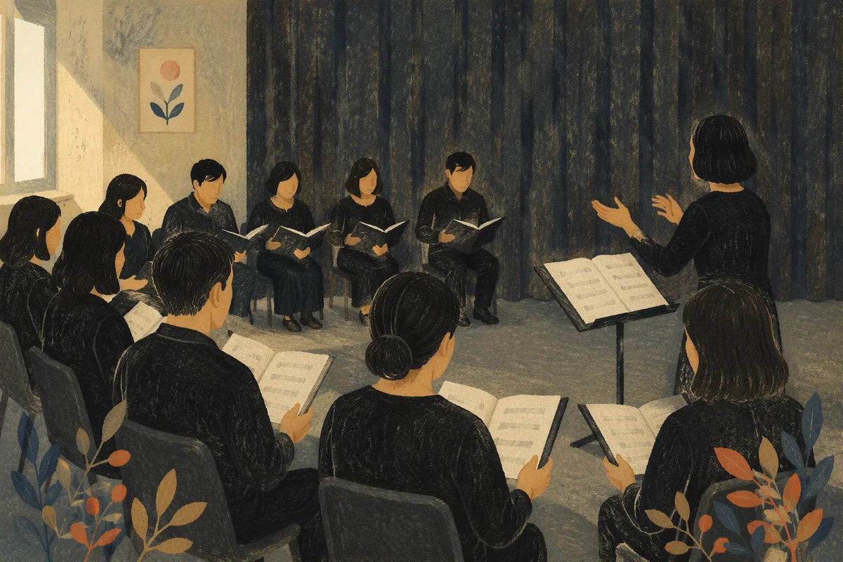 Korean Church Choir Rehearsal in Quiet Practice Room