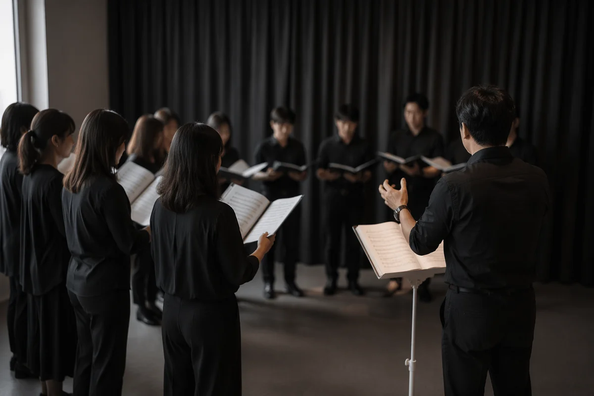 Korean Church Choir Rehearsal in Practice Room
