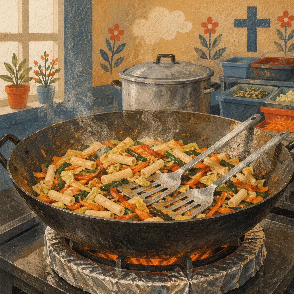 Korean Church Kitchen Fellowship Meal Preparation