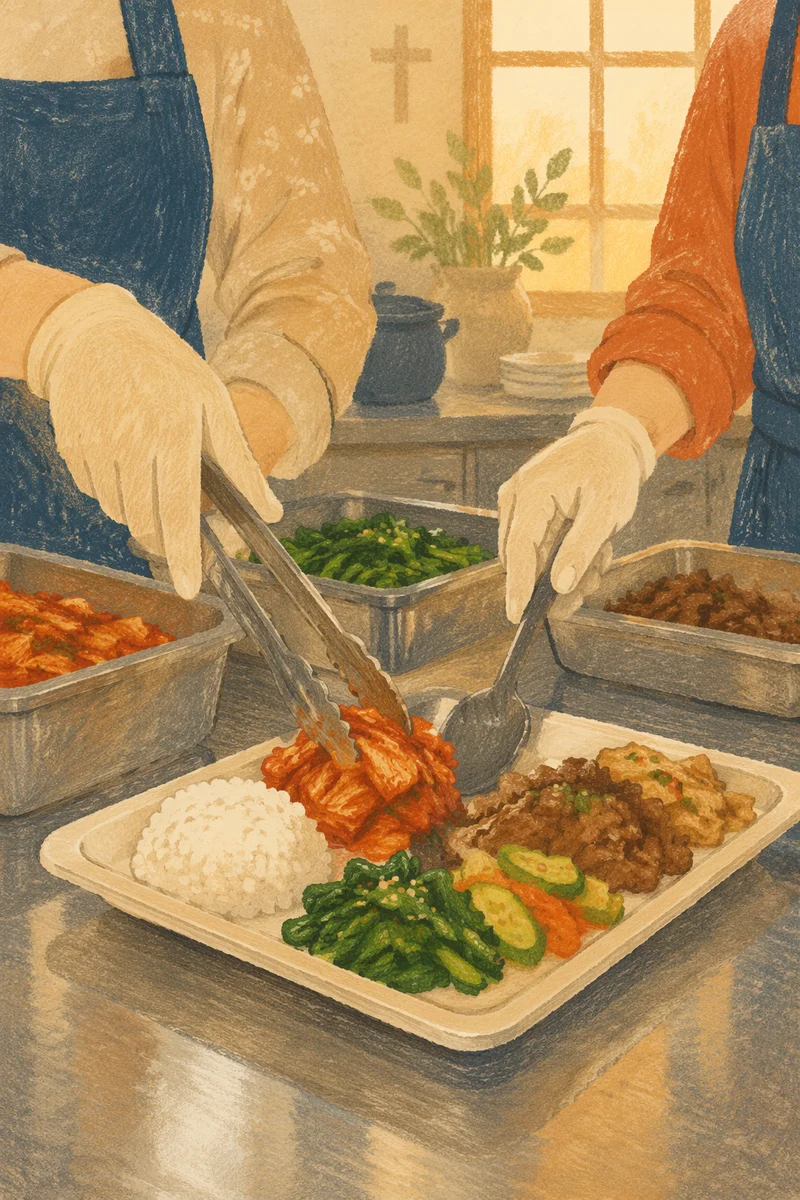 Korean Church Fellowship Meal Preparation