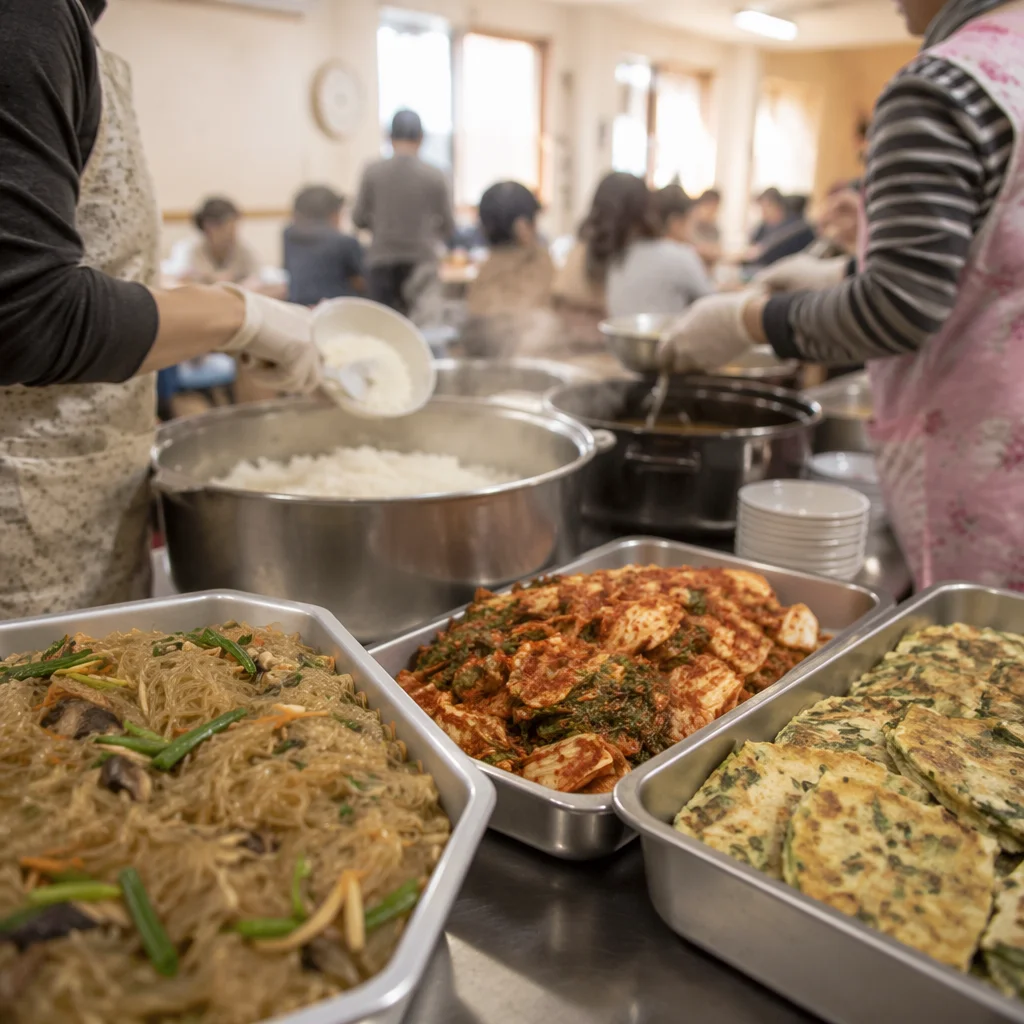 Korean Church Kitchen Fellowship Meal Preparation