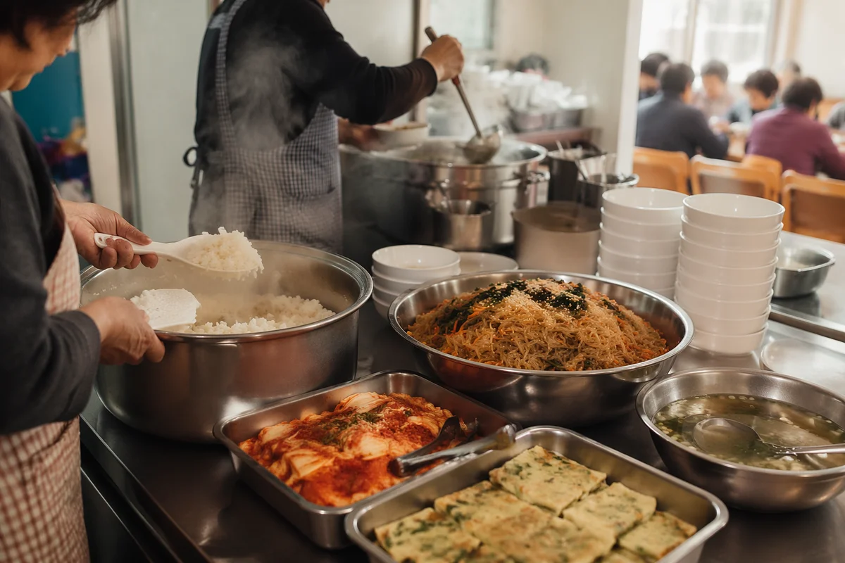 Korean Church Kitchen Fellowship Meal Preparation