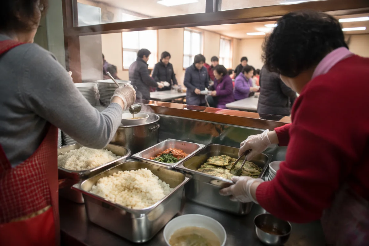 Korean Church Volunteers Serving Fellowship Meal