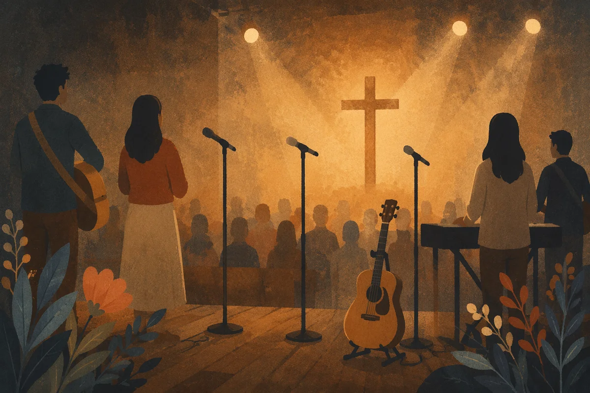 Microphones on Korean Church Worship Stage