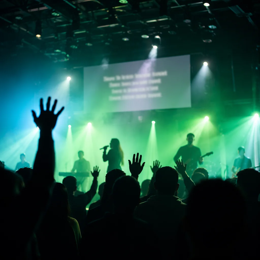 Korean Church Praise Team Under Green Lights