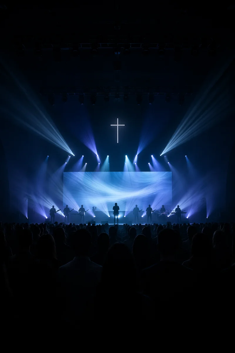 Korean Church Praise Team Under Blue Lights