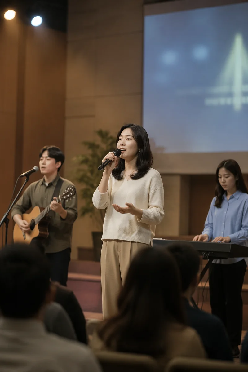 Korean Praise Team Singing on Church Stage