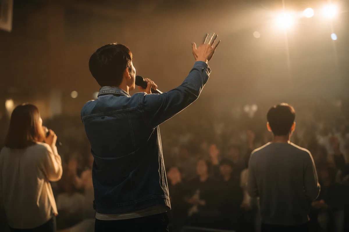 Korean Church Praise Team Under Stage Lights