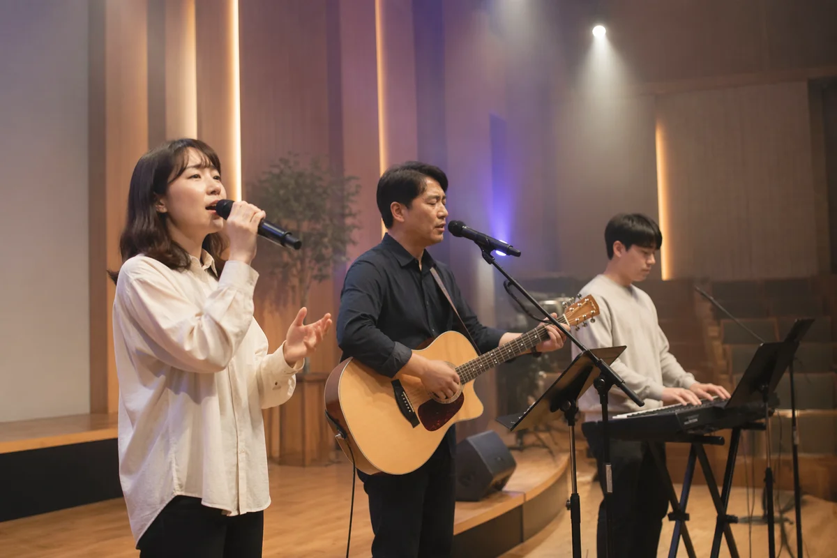 Korean Praise Team Rehearsal on Church Stage