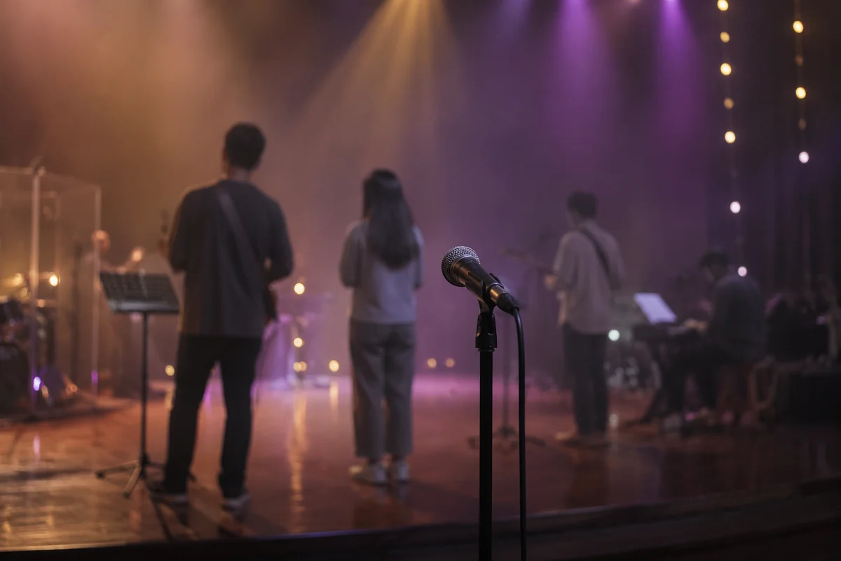 Korean Church Praise Team Microphone Rehearsal
