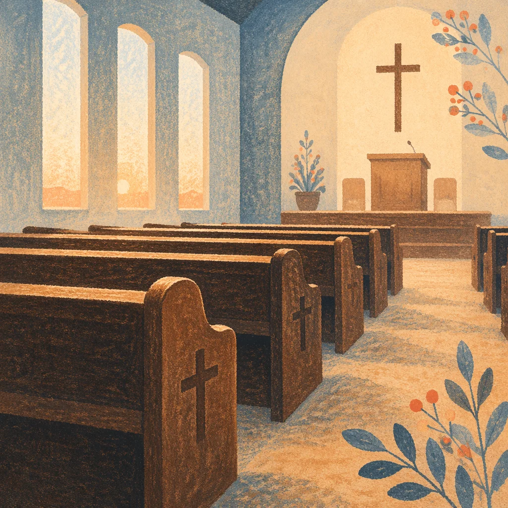 Empty Korean Church Before Dawn Prayer
