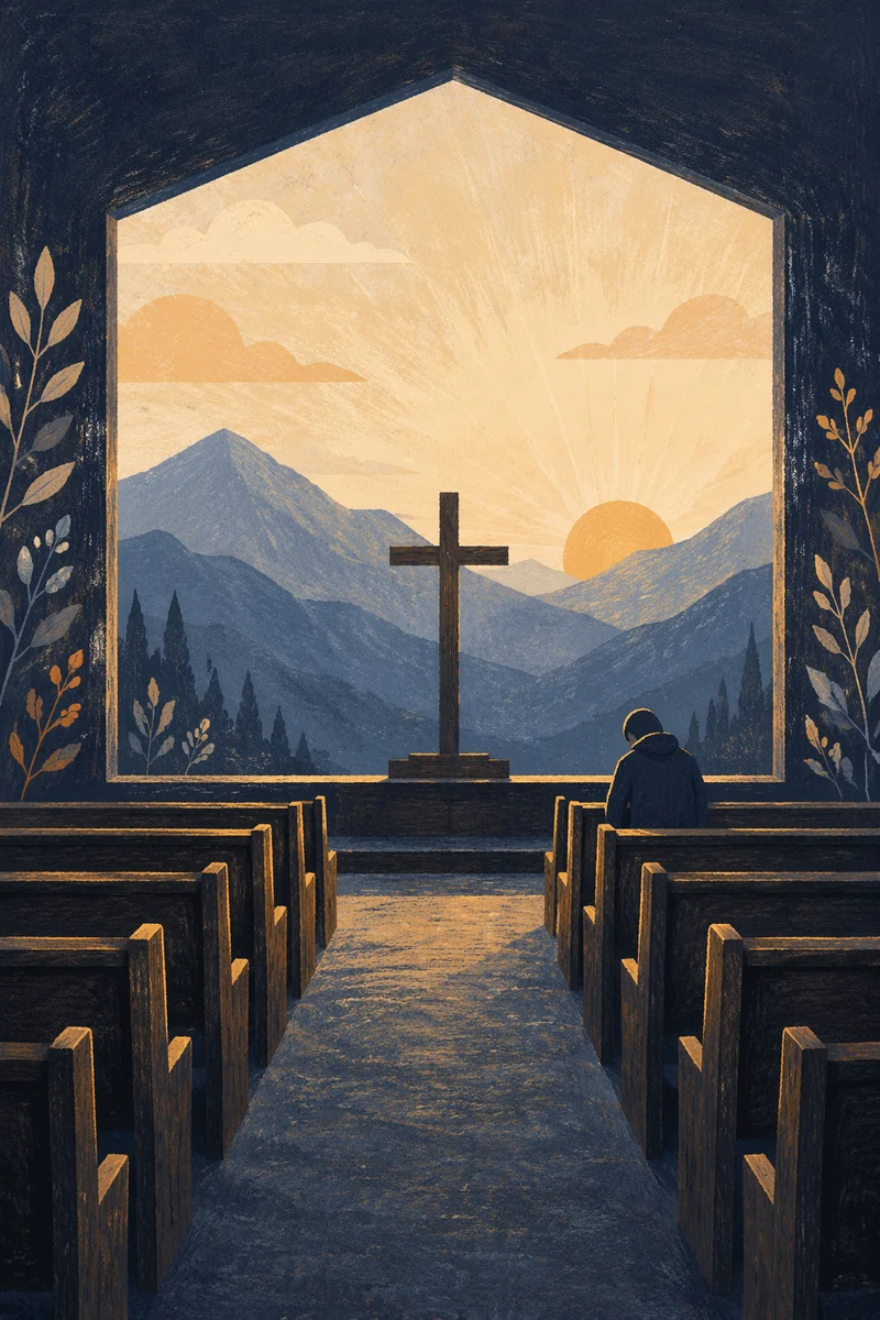 Dawn Prayer in Quiet Korean Hillside Church