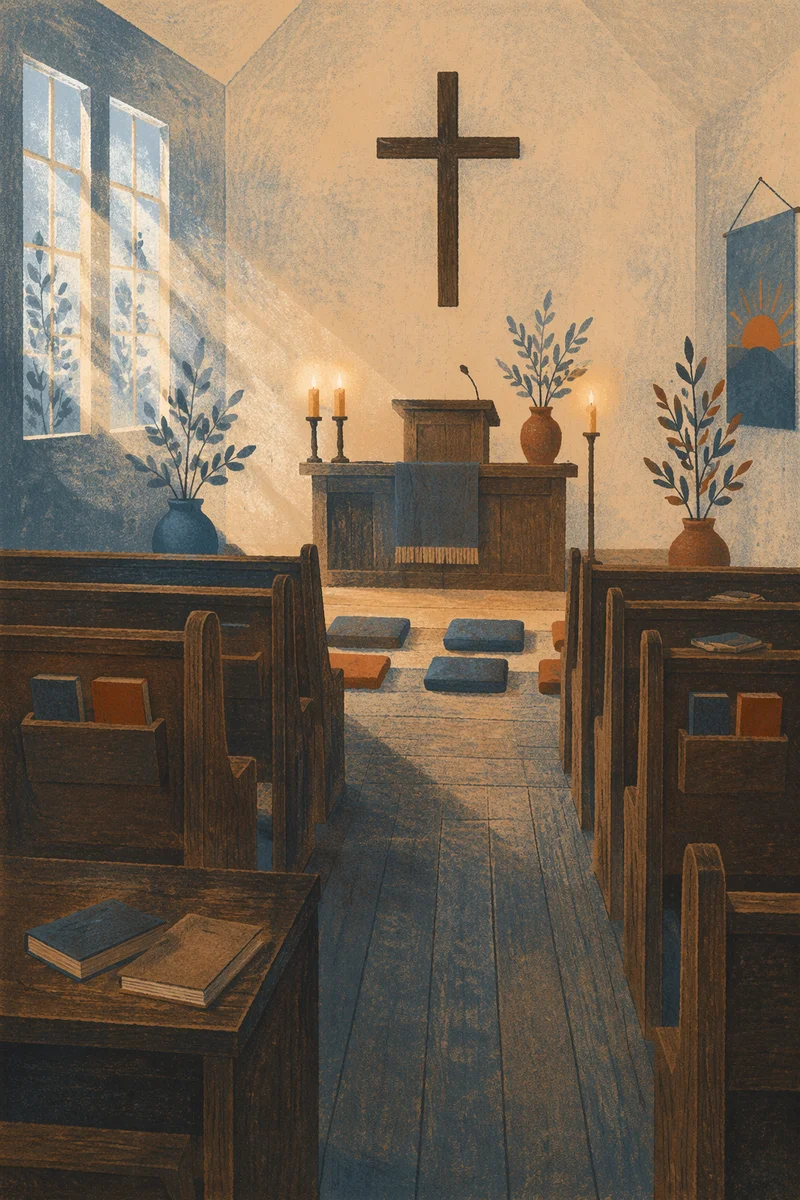 Empty Korean Church After Dawn Prayer