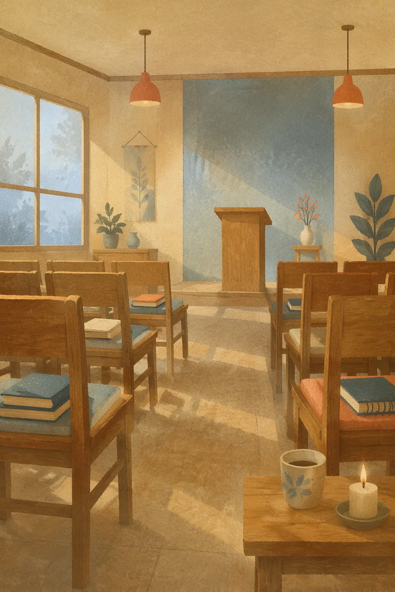 Empty Korean Church at Dawn Prayer