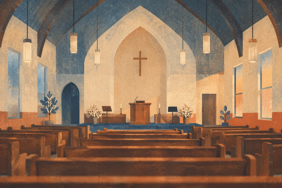 Empty Korean Church Before Dawn Prayer