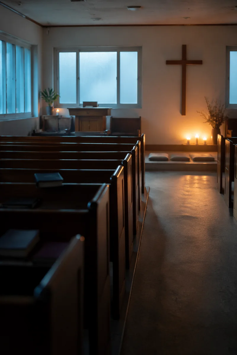 Empty Korean Church After Dawn Prayer