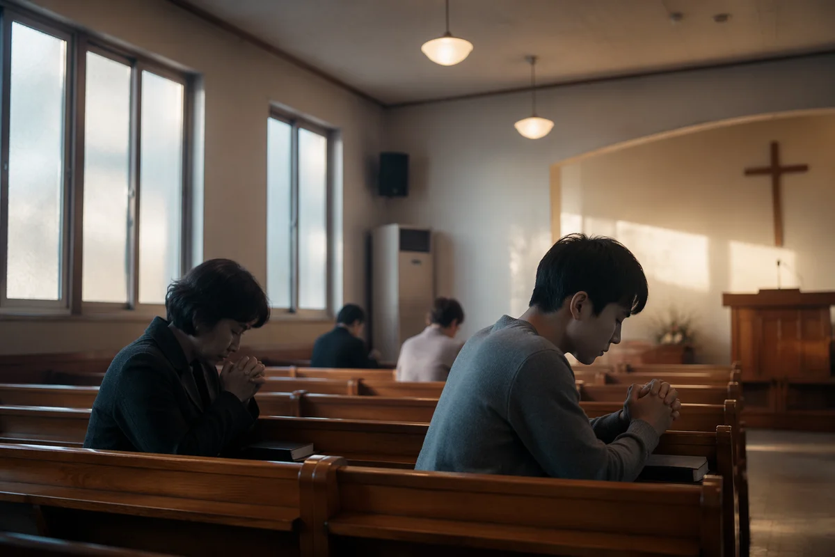 Quiet Dawn Prayer in Church Sanctuary