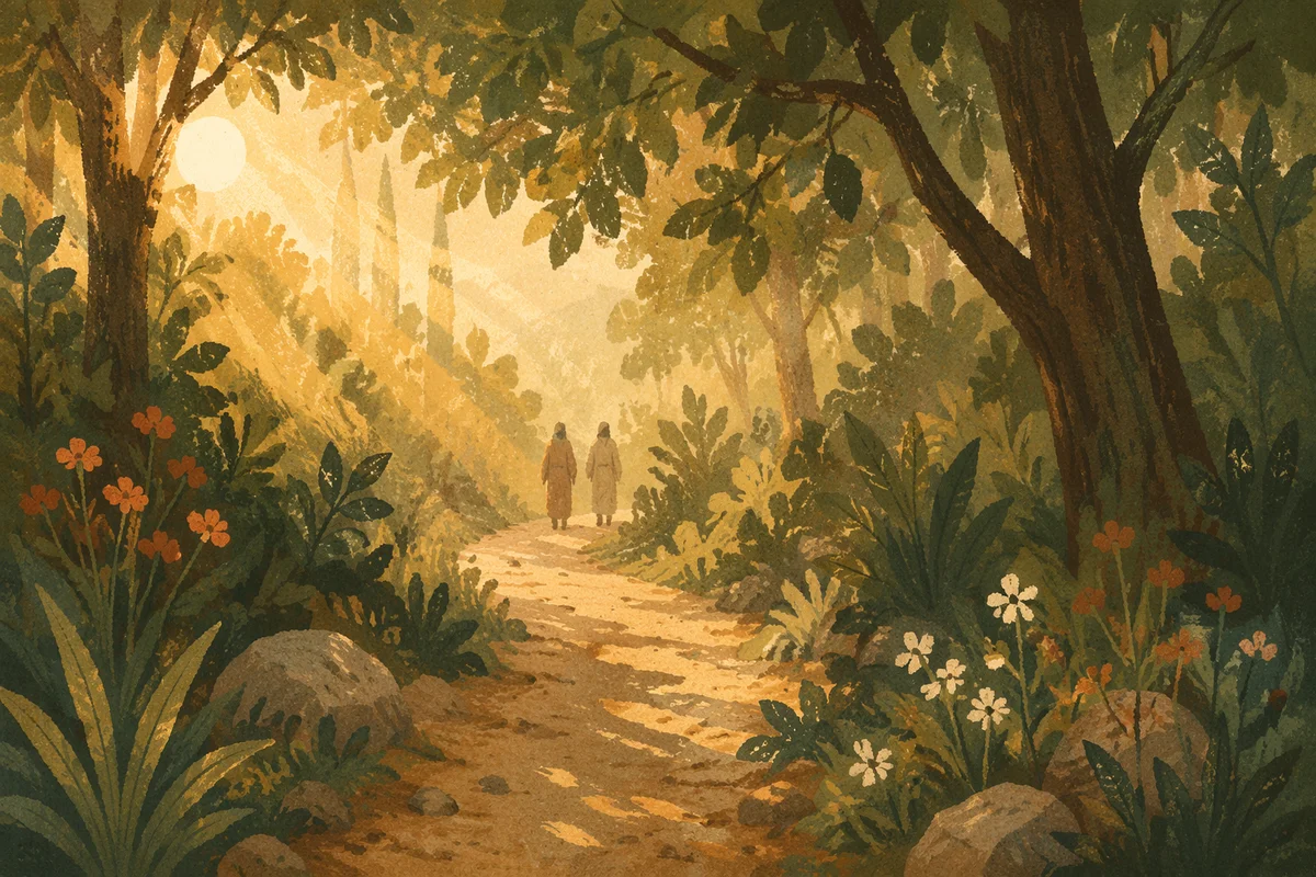 Early Morning Prayer Path in Forest
